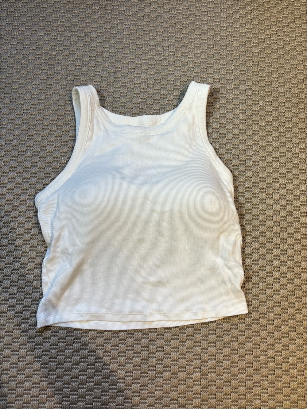Uniqlo White Ribbed Cotton Tank Top